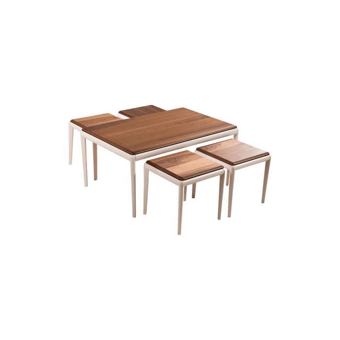 Bolivia 4+1 Ceviz+Beyaz Sehpa Seti