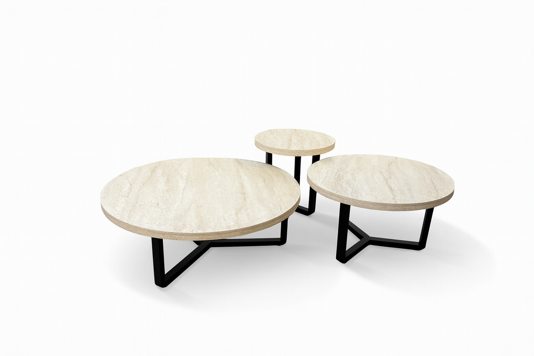 Traverten Mercedes Orta Sehpa Seti