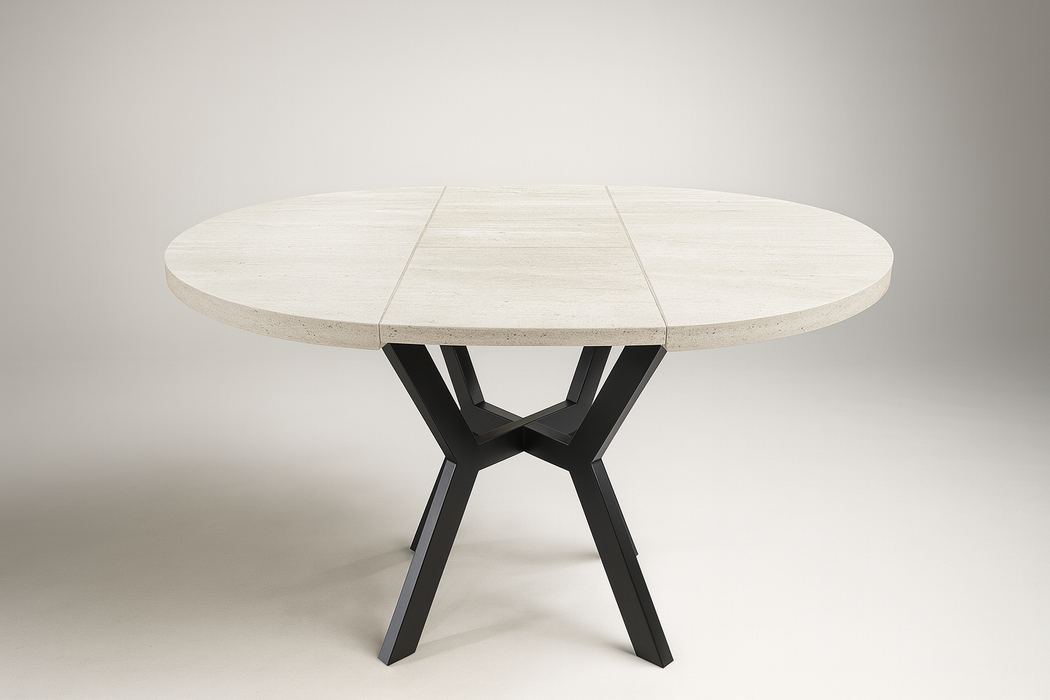 Yuvarlak Traverten Açılır Masa / Ayna Hediyeli