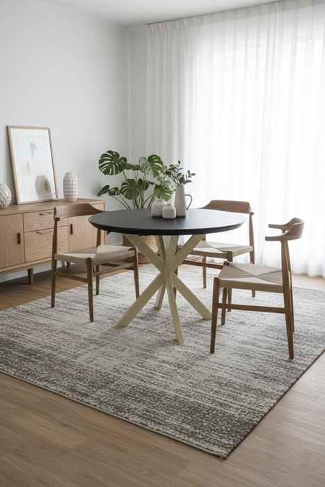 001 Yuvarlak Siyah Meşe Masa (1015)