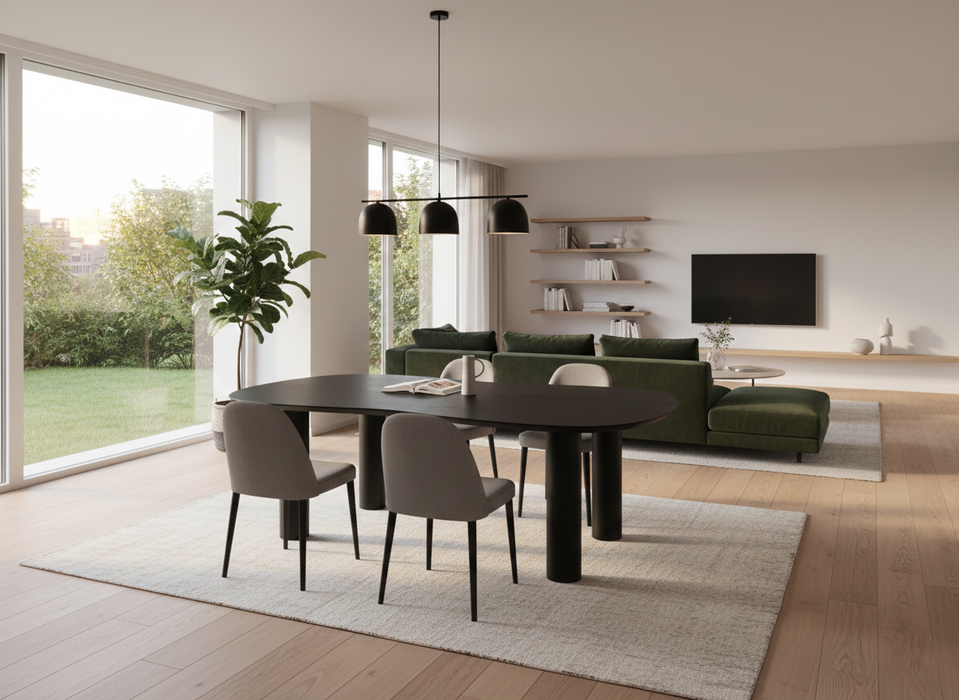 Bodrum Siyah Ahşap Masa XL