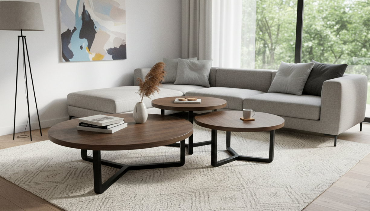 Ceviz Mercedes Orta Sehpa Seti