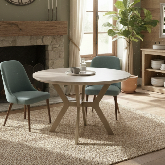 Yuvarlak Traverten Açılır Masa / Ayna Hediyeli