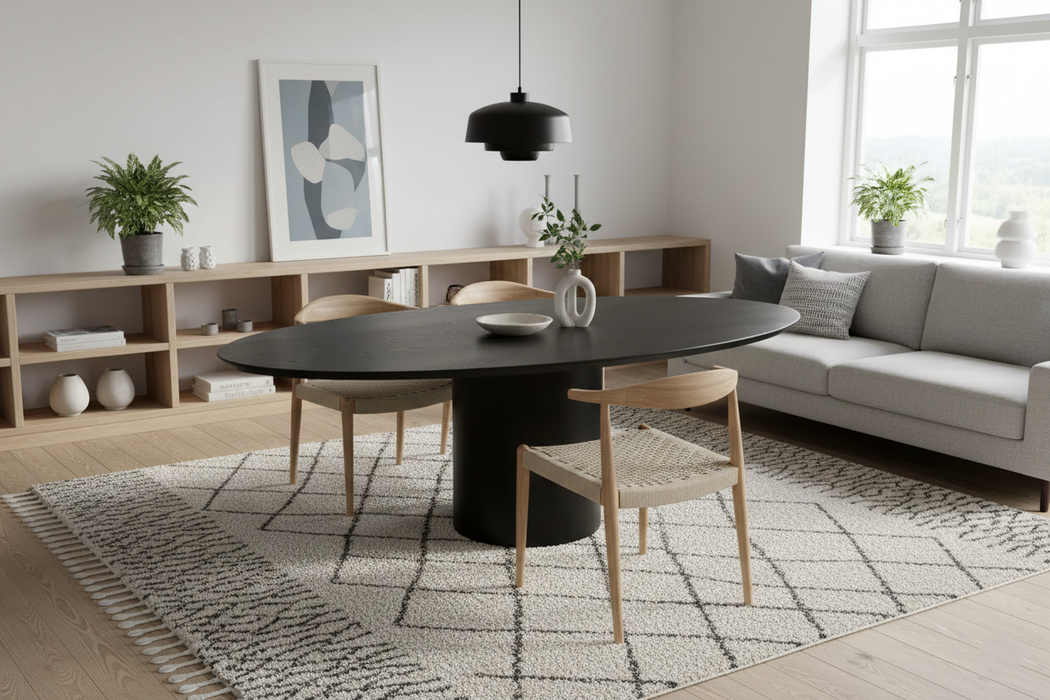 Siyah Oval Modern Yemek Masası 00003