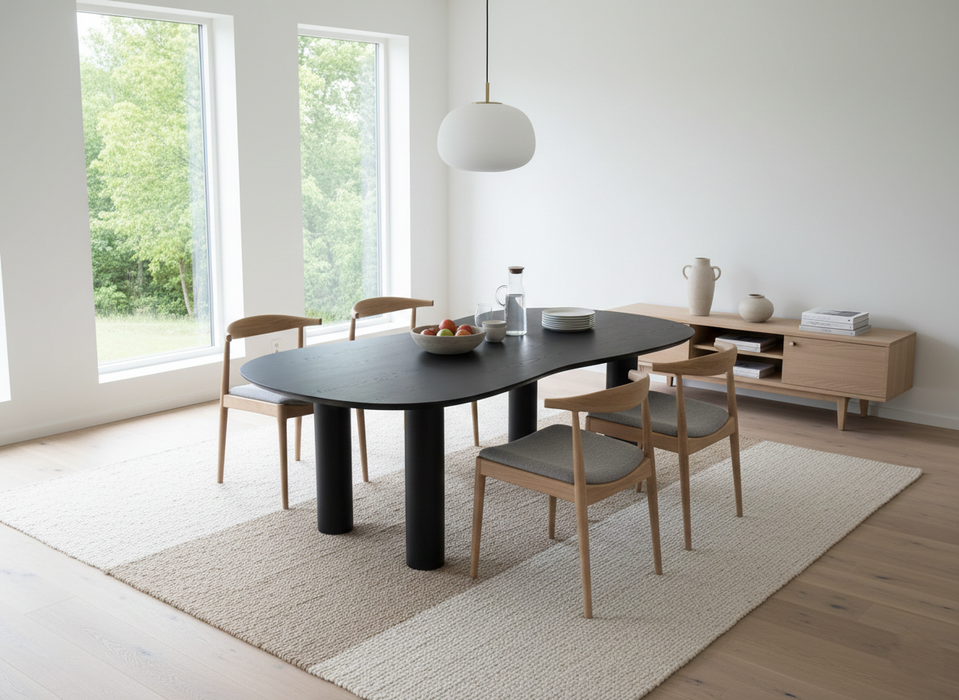 Bodrum Siyah Ahşap Masa XL