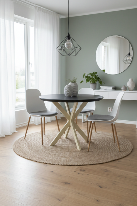 001 Yuvarlak Siyah Meşe Masa (1015)