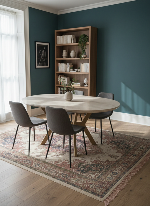 Yuvarlak Traverten Açılır Masa / Ayna Hediyeli