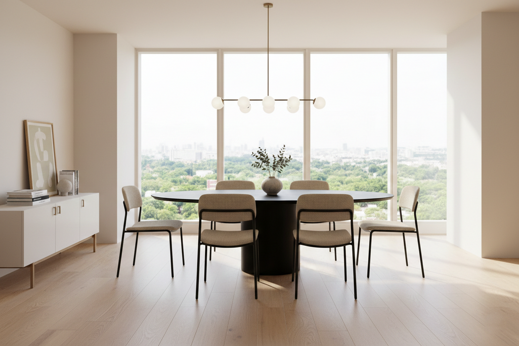 Siyah Oval Modern Yemek Masası 00003