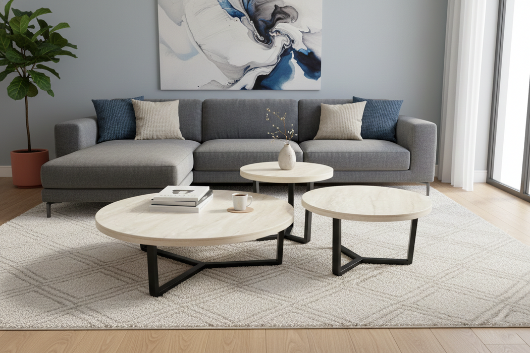 Traverten Mercedes Orta Sehpa Seti