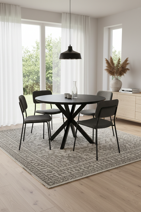 001 Yuvarlak Siyah Meşe Masa (9005)