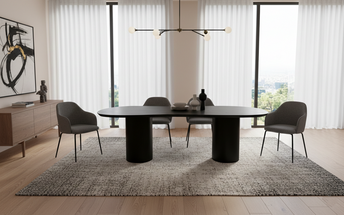 Bodrum Siyah Ahşap Masa